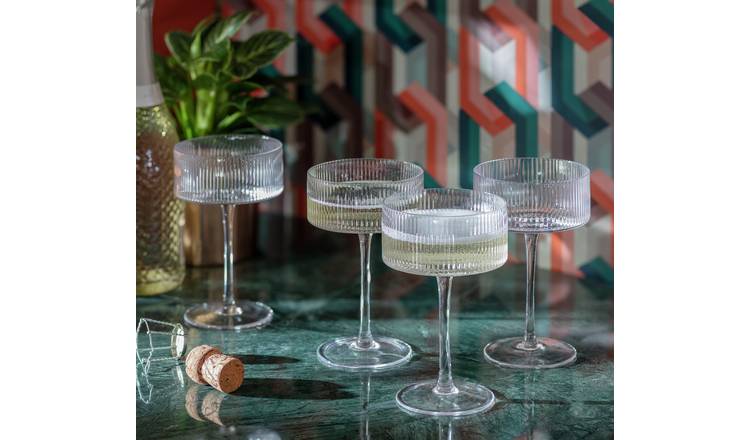 Buy Habitat Ribbed Set of 4 Champagne Coupe Glasses Glassware