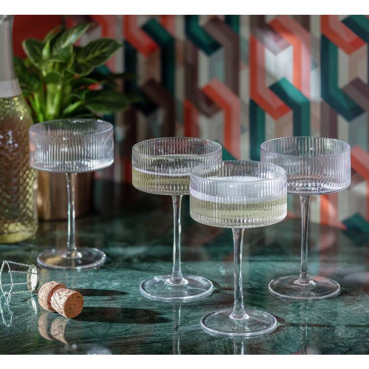 Habitat Ribbed Set of 4 Champagne Coupe Glasses 0