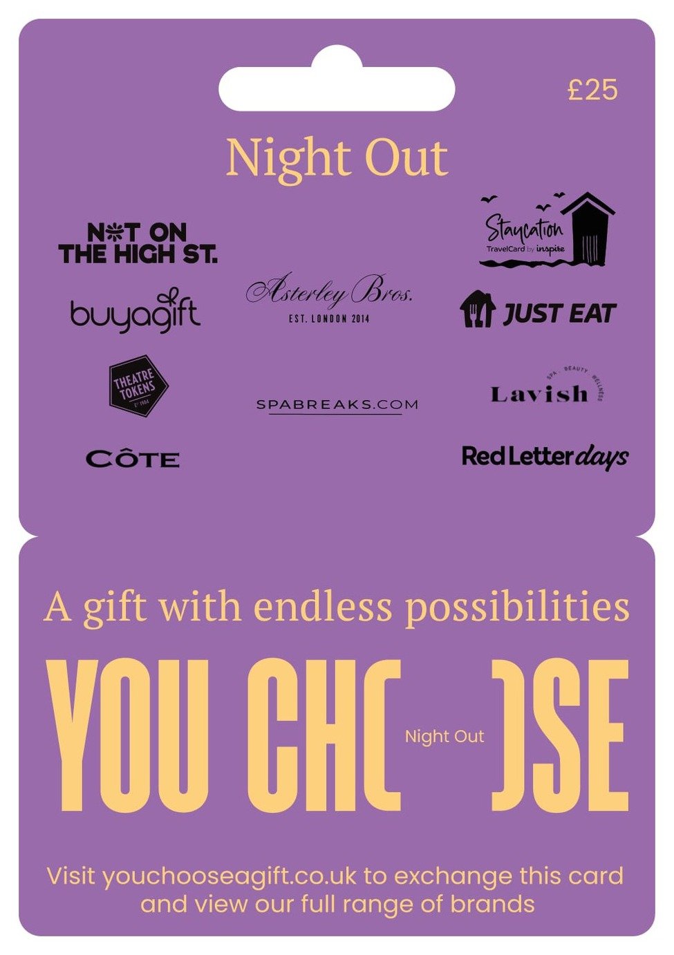 You Choose Night Out 25 GBP Gift Card