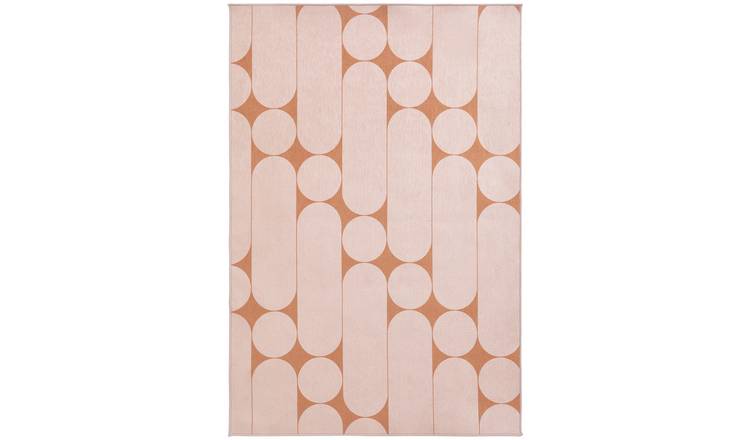 Habitat Geometric Orange Cut Pile Rug - 170x120cm