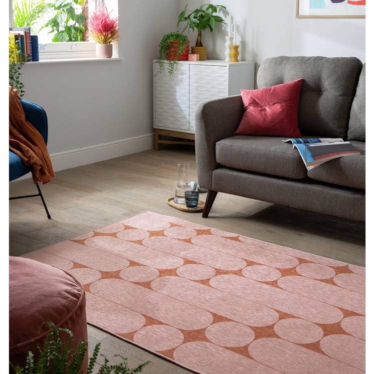 Habitat Geometric Orange Cut Pile Rug - 170x120cm 0