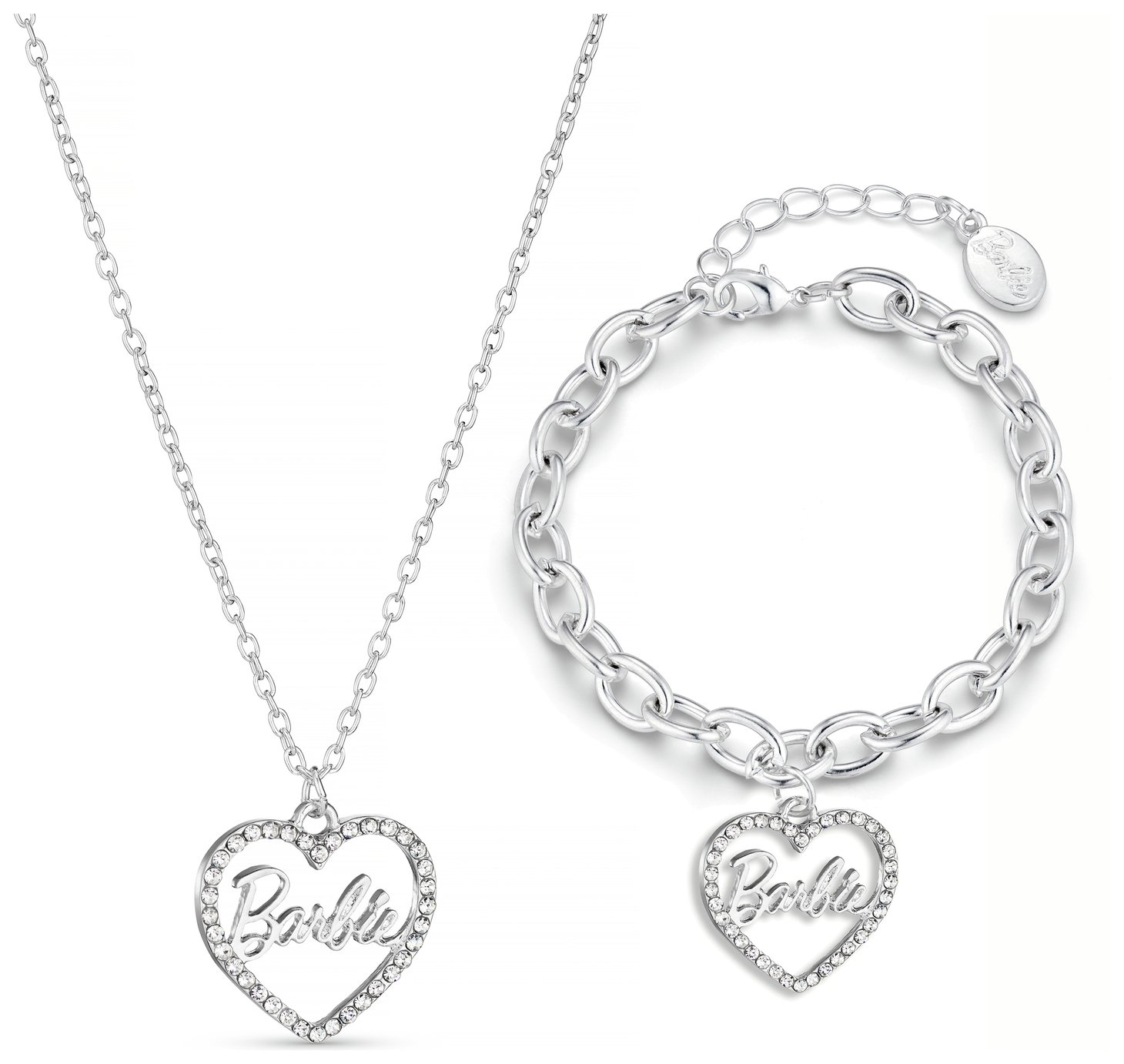 Barbie Silver Colour Crystal Necklace and Bracelet Gift Set