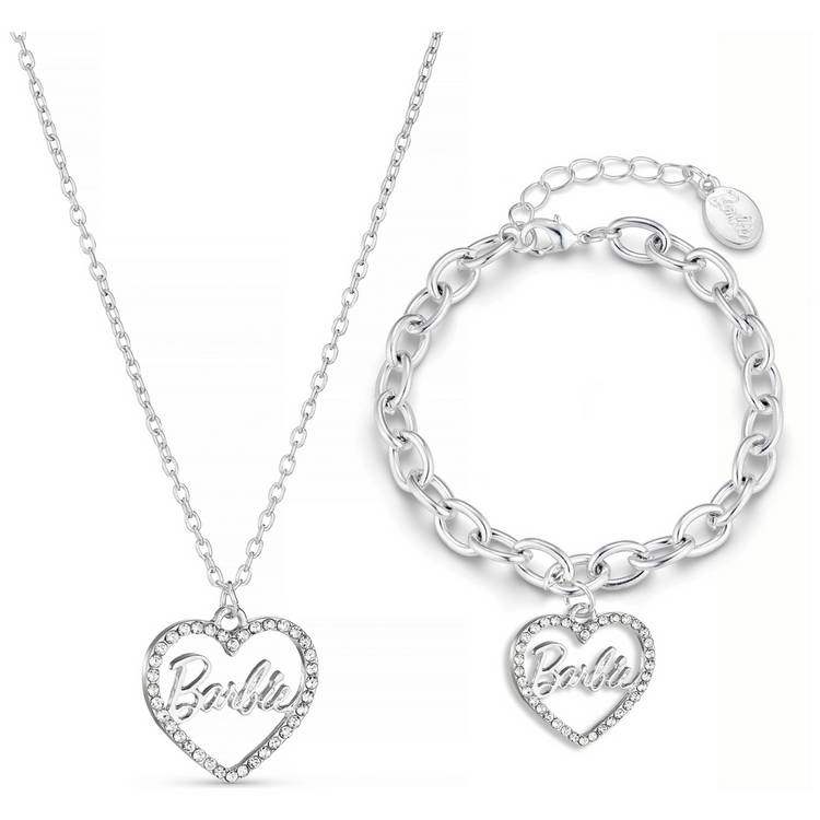 Barbie Silver Colour Crystal Necklace and Bracelet Gift Set 0