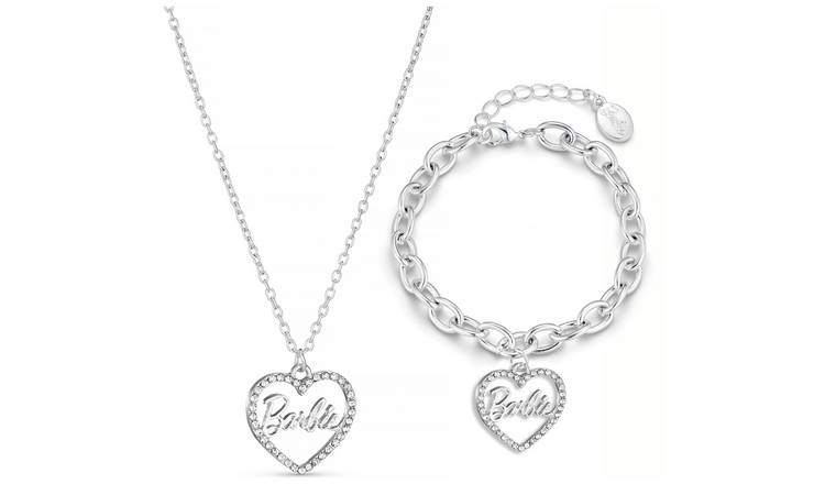 Barbie Silver Colour Crystal Necklace and Bracelet Gift Set