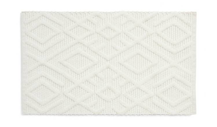 Habitat Textured Global Tufted Bath Mat - White