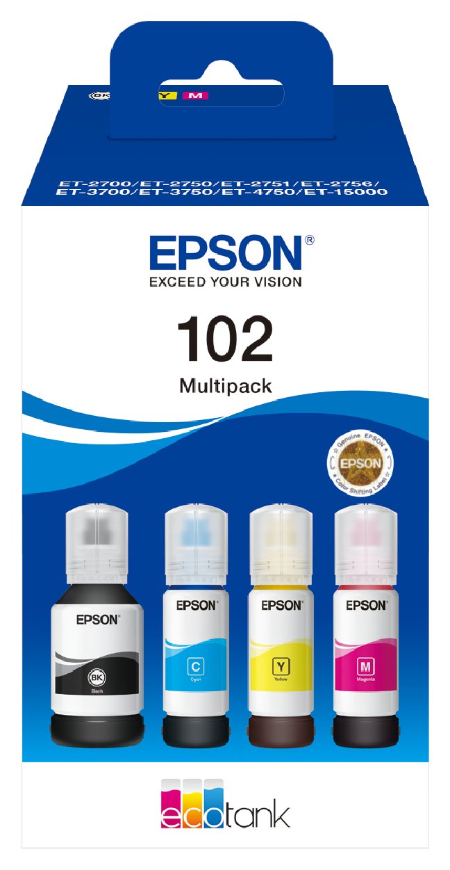 Epson 102 EcoTank 4 Ink Cartridges - Black & Colour