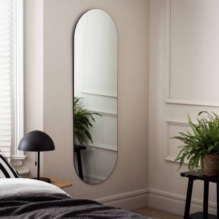 Habitat Black Frameless Oval Wall Mirror - 150x50cm 0