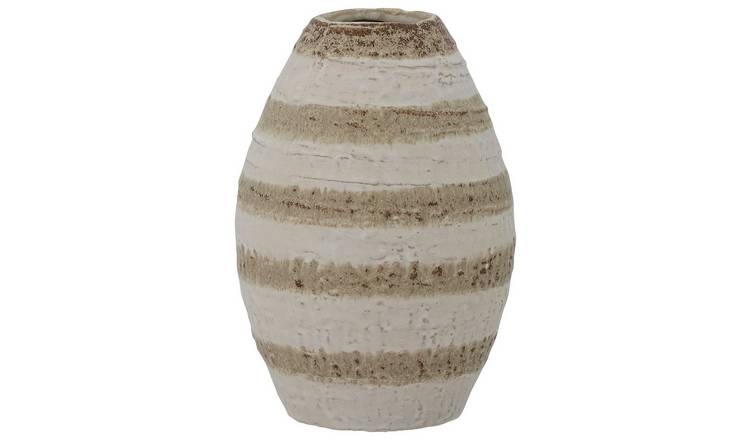 Bloomingville Stoneware Striped Charlen Vase - Cream