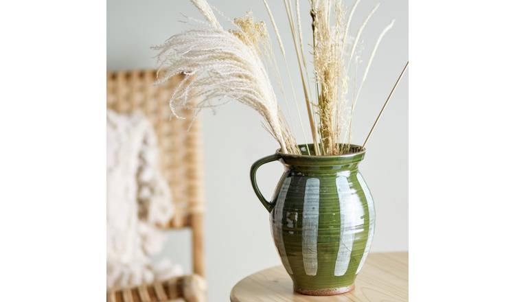 Bloomingville Stoneware Striped Vase - Green & White