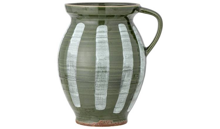 Bloomingville Stoneware Striped Vase - Green & White