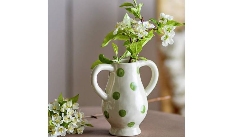 Bloomingville Stoneware Dotted Vase - White & Green