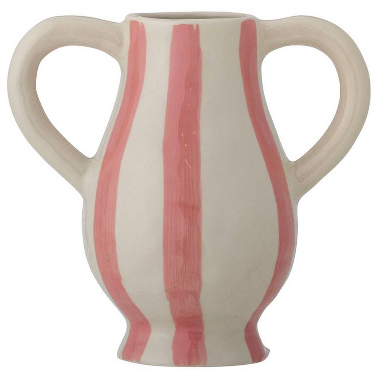 Bloomingville Binti Striped Stoneware Vase - Cream & Pink  0