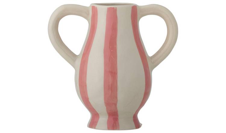 Bloomingville Binti Striped Stoneware Vase - Cream & Pink 