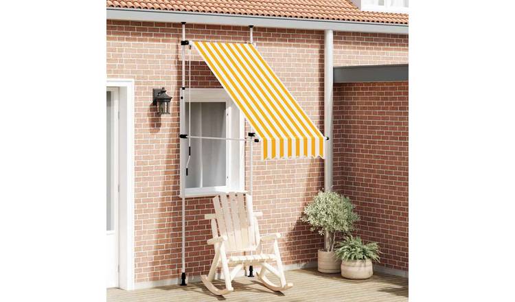Walplus Manual Polyester Retractable Awning - Orange and White - 100 x 120 cm