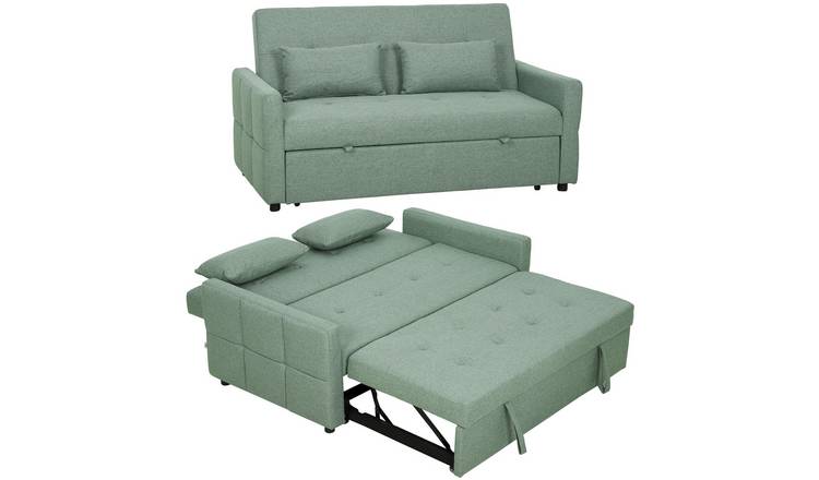 HOMCOM 2 Seater Sofa Bed with Pull Out Design - Green