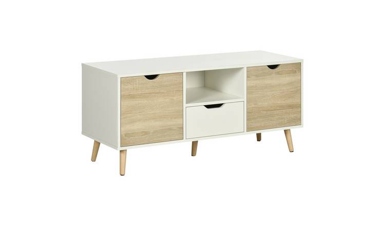HOMCOM TV Unit Cabinet with Storage Cabinets and Drawer - Natural