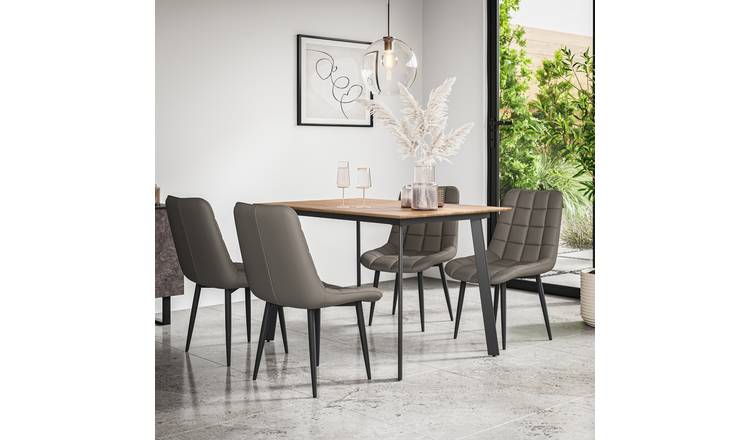 Furniture Online Haydon Nova Oak Effect Dining Table & 6 Grey Chairs