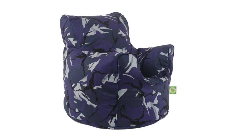 Bean Lazy Urban Camo Cotton Bean Bag Armchair Child Teen Size Blue