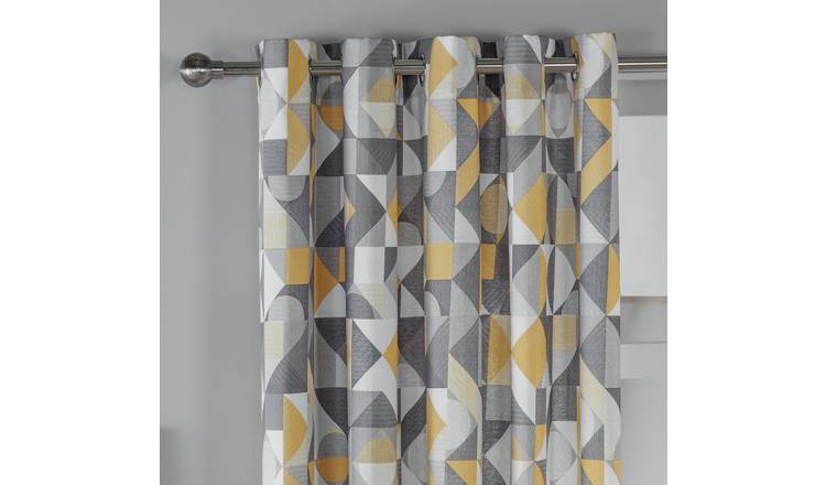 Habitat Loft Living Geo Fully Lined Eyelet Curtains -Natural