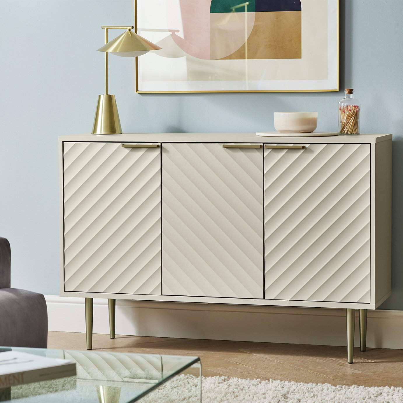 Habitat Oti 3 Door Sideboard - Champagne