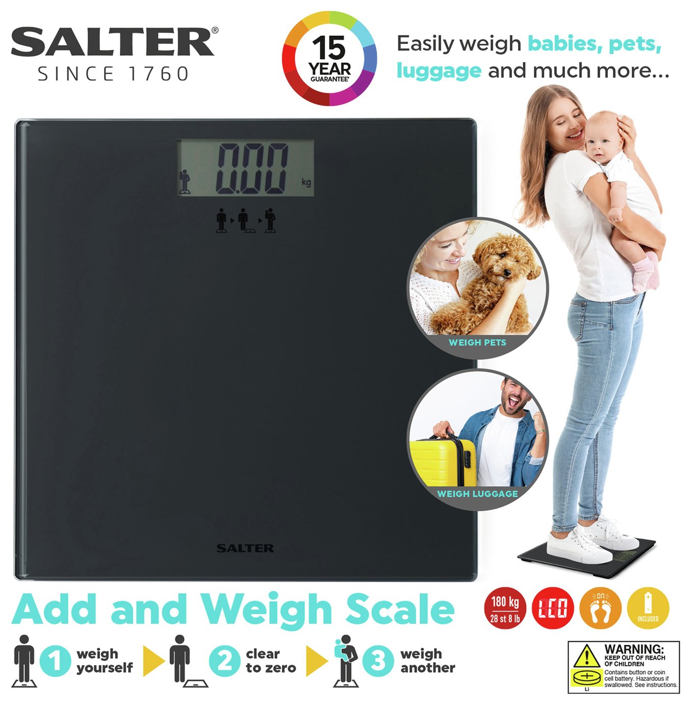 Salter Add Weigh Scale - Grey
