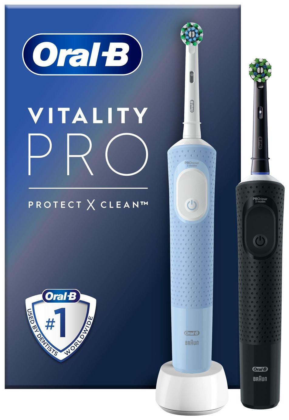 Oral-B Vitality Pro Electric Toothbrush Duo Pack Black/ Blue