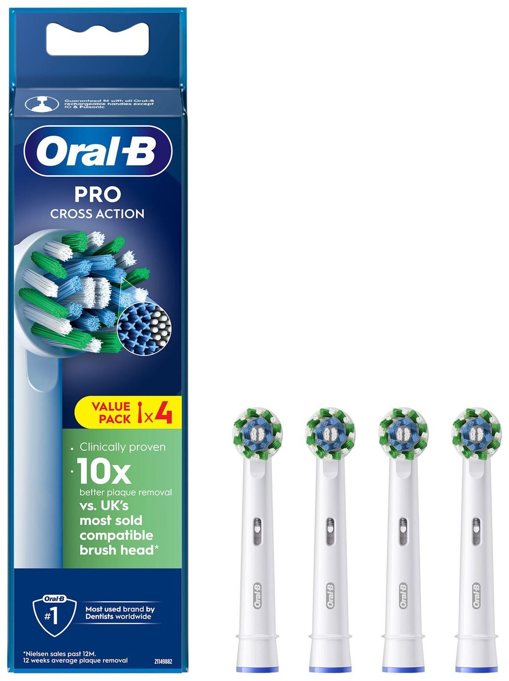 Oral-B Pro Cross Action Electric Toothbrush Heads - 4 Pack