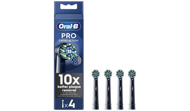 Oral-B Pro Cross Action Toothbrush Heads Black - 4 Pack
