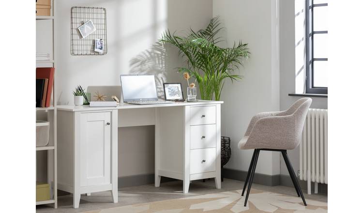 Argos white online desk with drawers