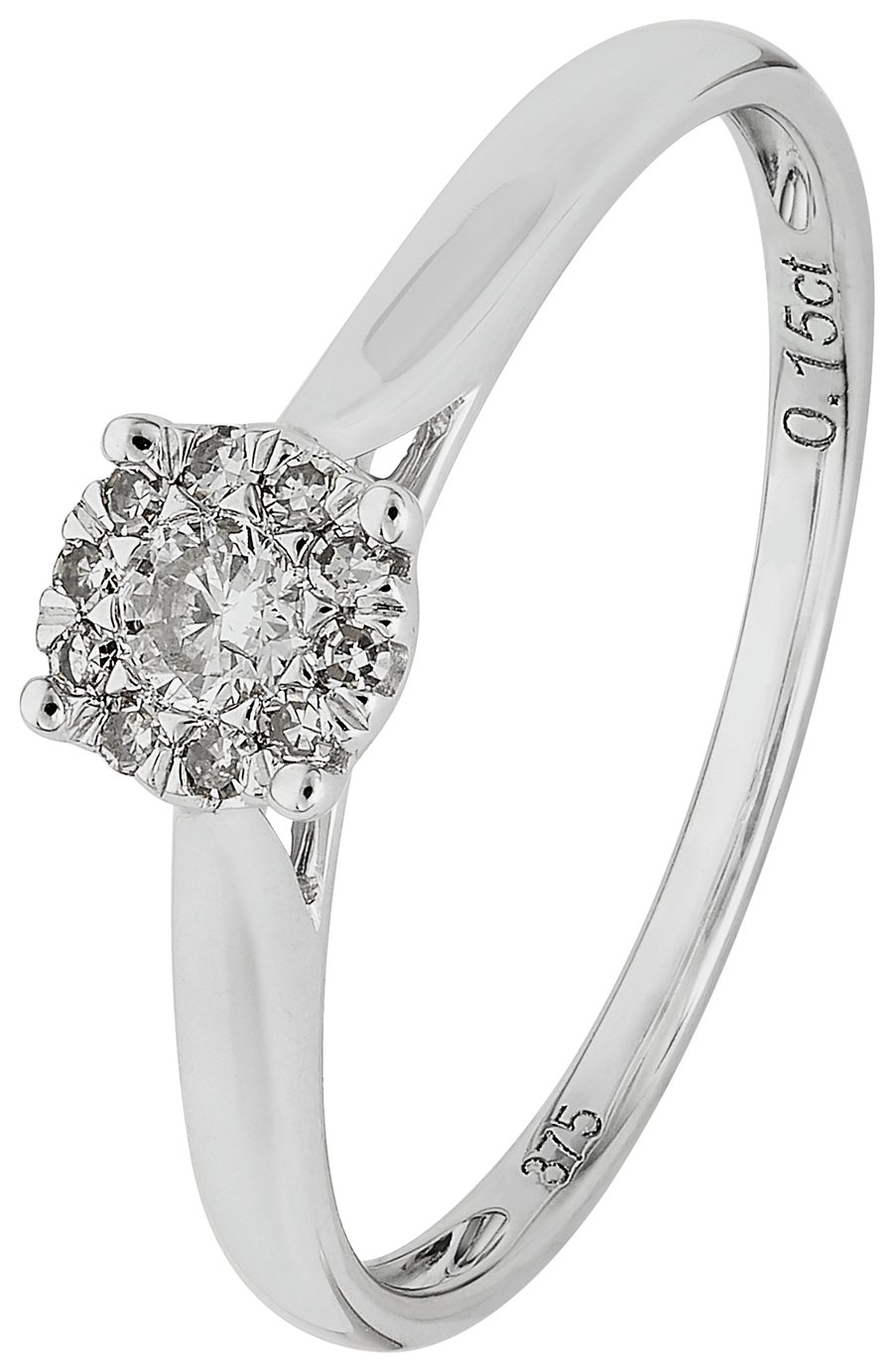 Revere 9ct White Gold 0.15ct Diamond Engagement Ring - U