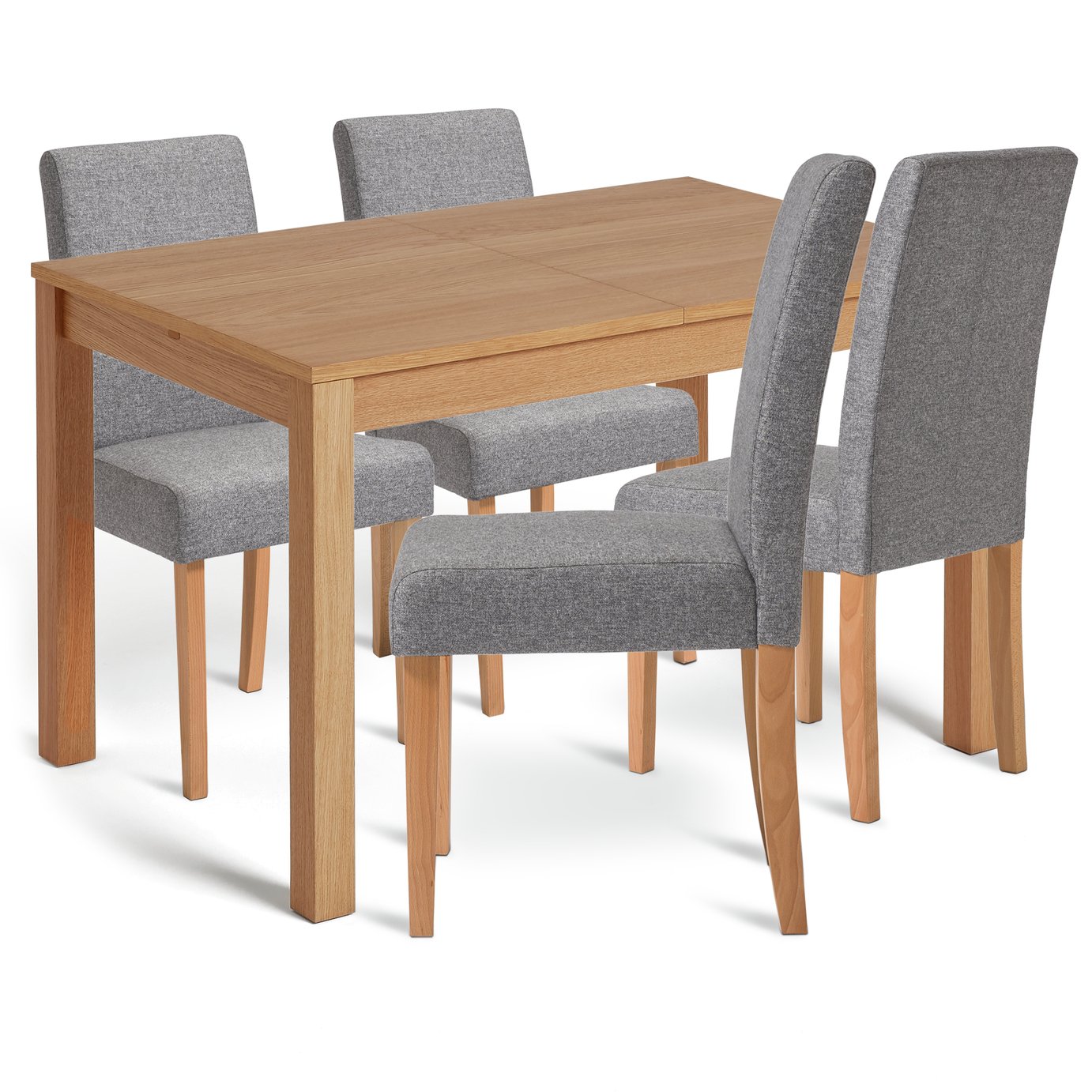 Habitat Clifton Wood Extending Dining Table & 4 Grey Chairs