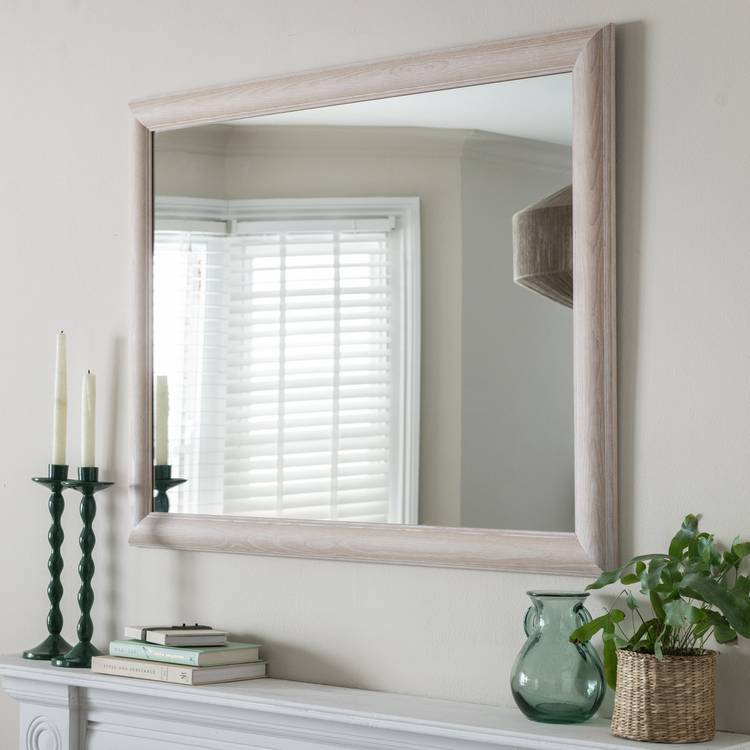 Habitat Solid Oak Overmantle Wall Mirror - 90x70cm 0