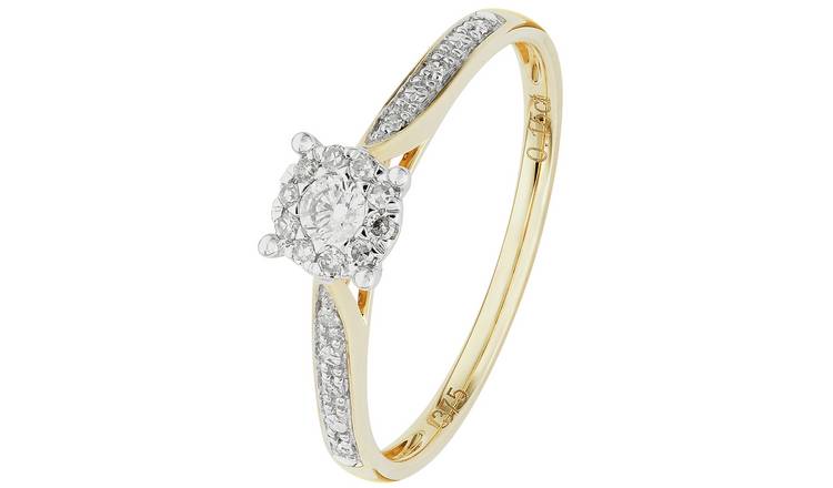 Revere 9ct Gold 0.15ct Diamond Engagement Ring - V