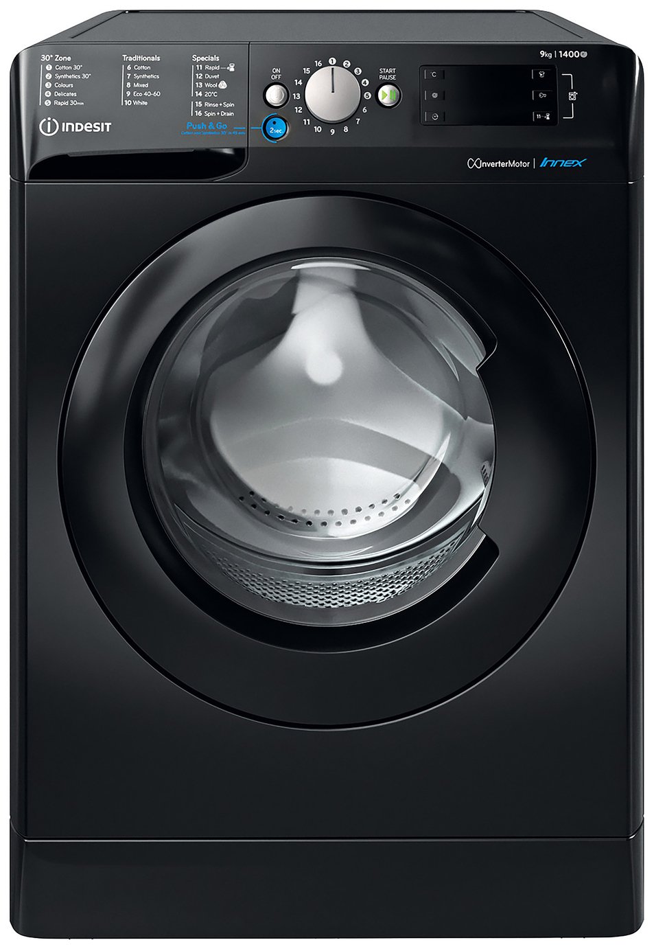 Indesit BWE91496XKUKN 9KG 1400 Spin Washing Machine - Black