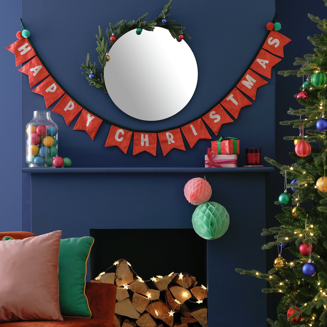 Habitat Happy Christmas Fabric Bunting Decoration