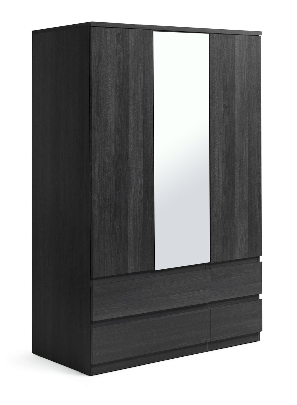 Habitat Jenson 3 Door 4 Drawer Mirror Wardrobe - Black Brown