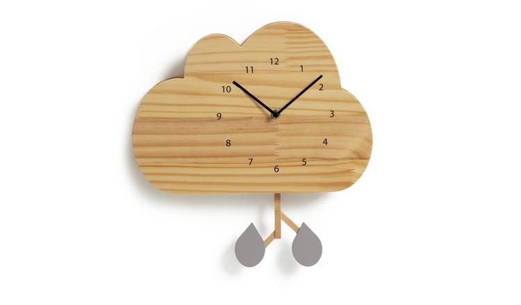 Habitat Kids Wooden Cloud Wall Clock - Light Wood
