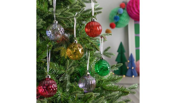 Buy Habitat Pack of 6 Colour Twisted Glass Christmas Baubles | null ...
