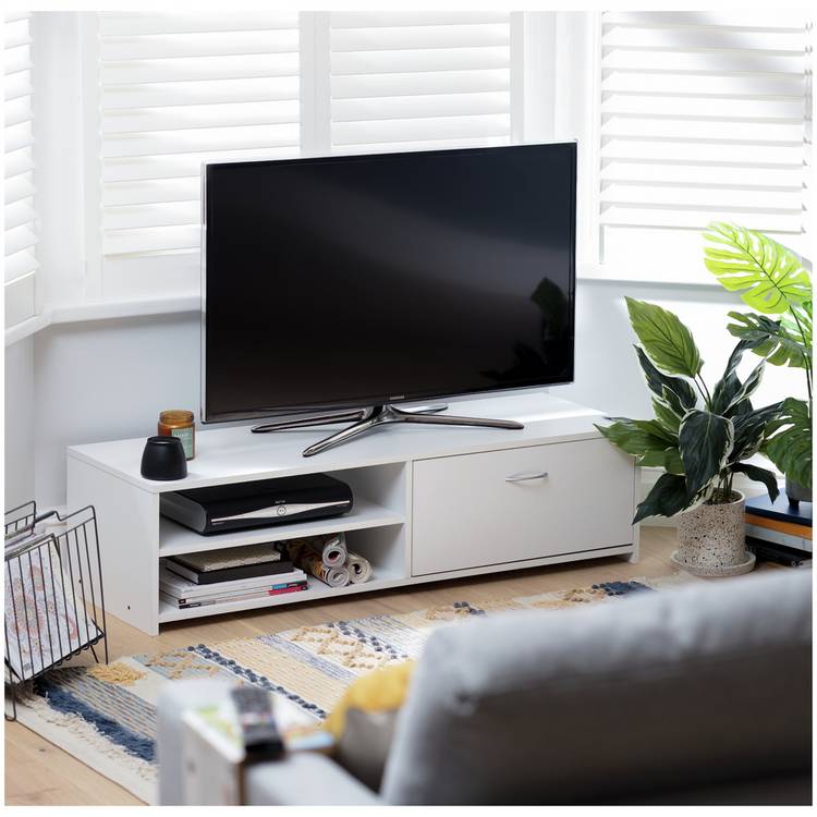 Argos Home Squares 1 Drawer TV Unit - White 0