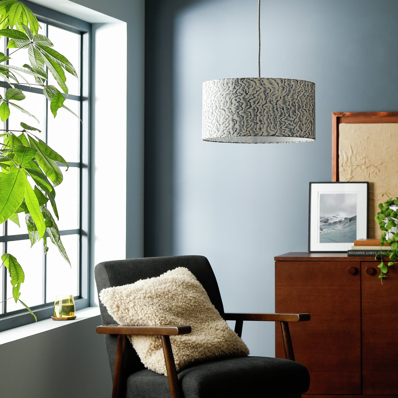 Habitat Blurred Printed 20x40cm Ceiling and Table Shade-Blue