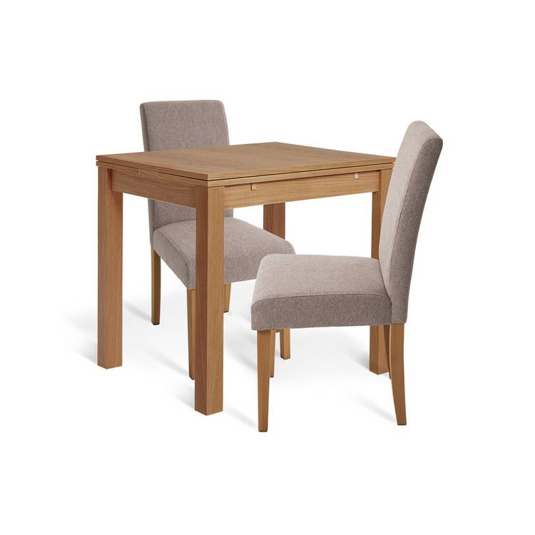 Habitat Clifton Natural Dining Table & 2 Brown Chairs 0
