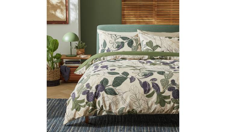 Habitat Linear Foliage Green Bedding Set - Single