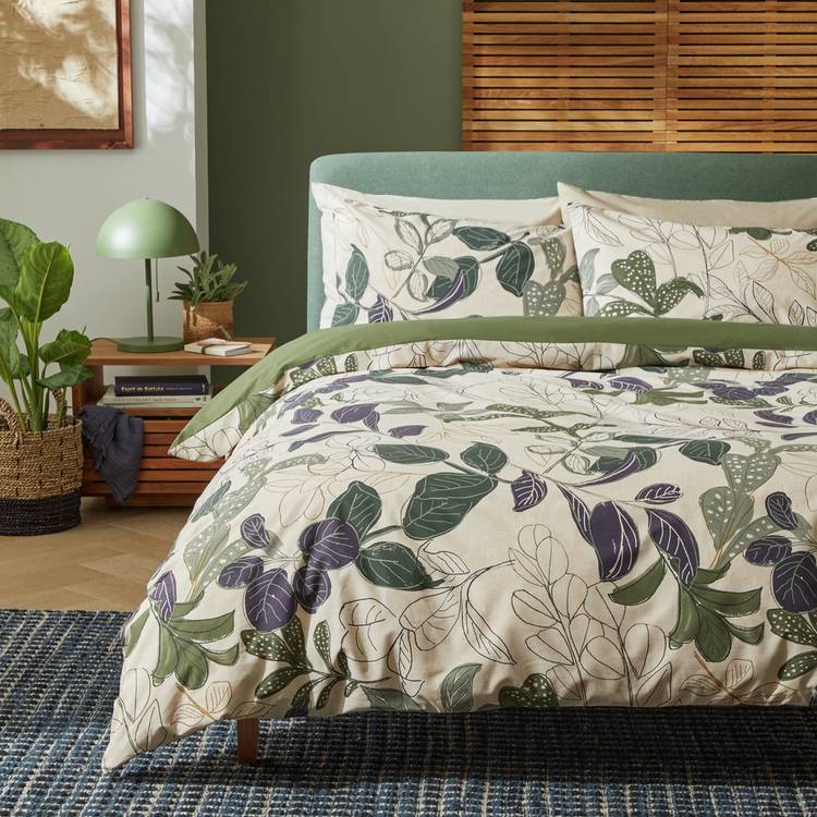 Habitat Linear Foliage Green Bedding Set - Single 0