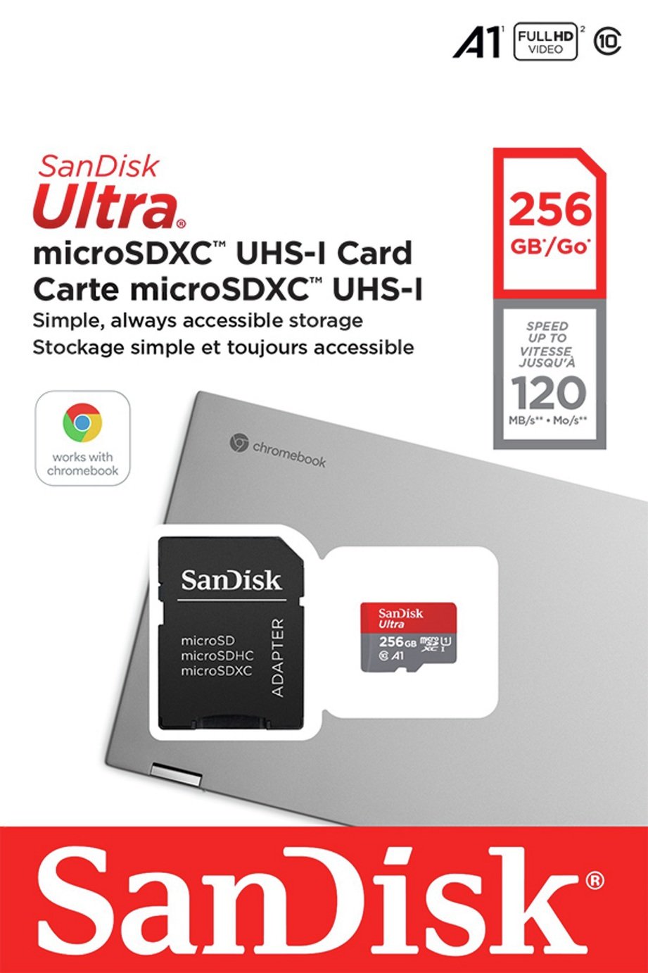 SanDisk Ultra 150MBs microSD UHS-I Crome Book - 256GB