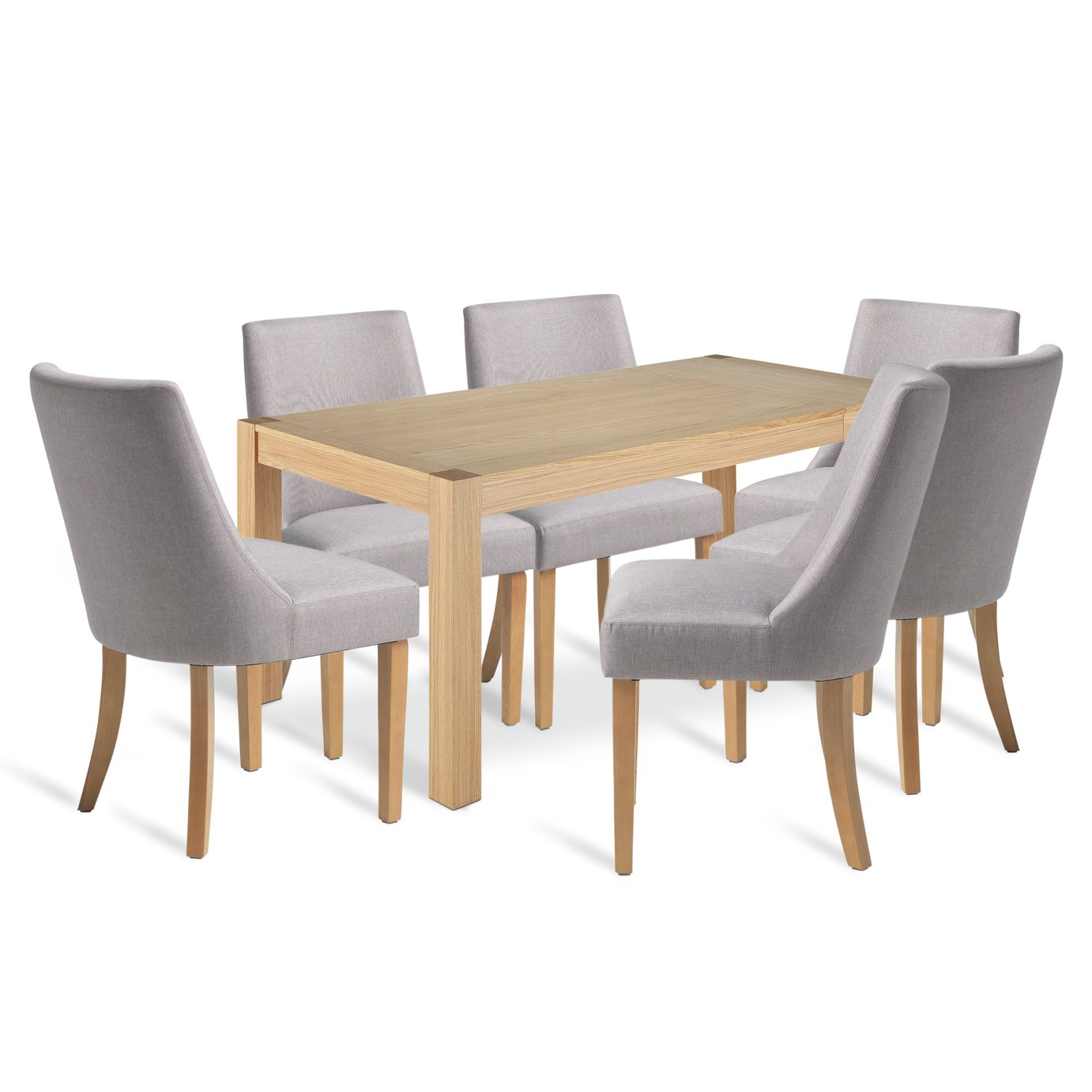 Habitat Alston Wood Dining Table & 6 Alec Grey Chairs