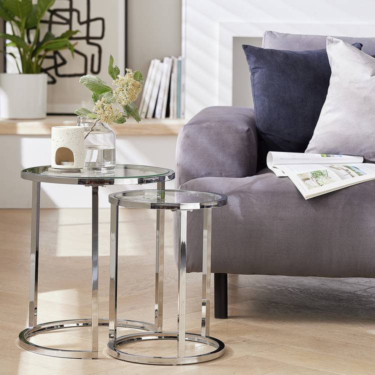 Argos Home Boutique Nest of 2 Tables - Silver 0