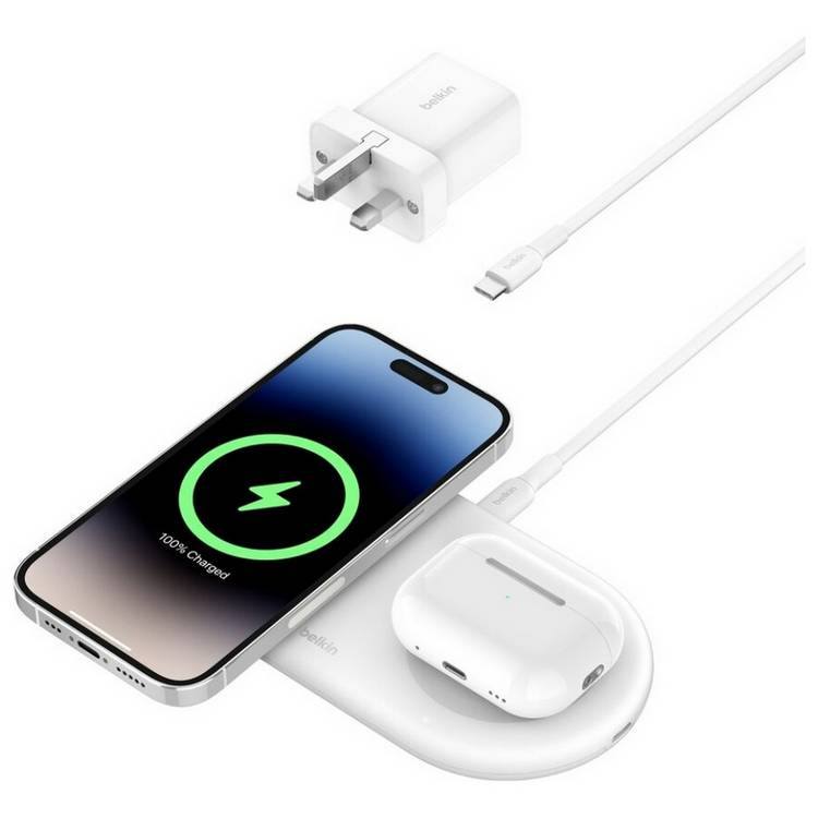 Belkin 2 in 1 MagSafe Compatible Wireless Charger 15W White 0