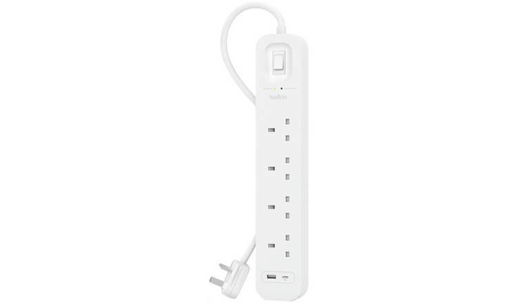 Belkin 4 Socket 2m USB A & C Surge Protected Extension Lead