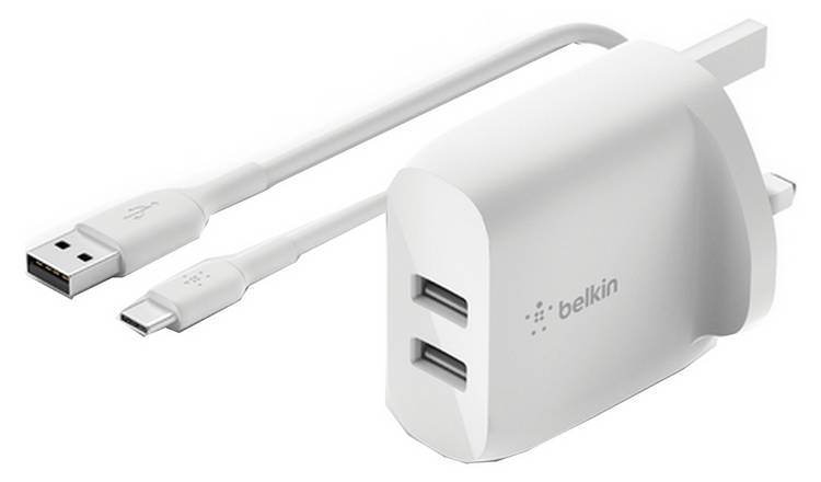 Belkin 24W Dual USB-A Wall Charger & USB-A to USB-C Cable