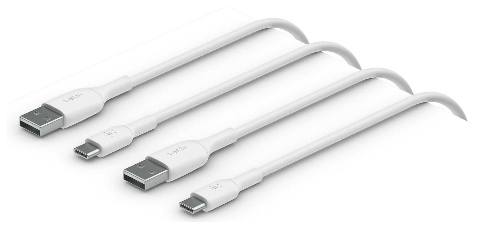 Belkin USB-C to USB-A Twin Pack 1m Cables - White